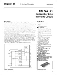 datasheet for PBL38615/1SHT by Ericsson Microelectronics