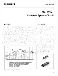 datasheet for PBL38541/1SO by Ericsson Microelectronics