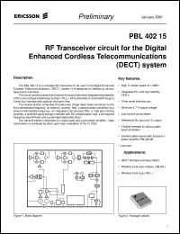 datasheet for PBL40215 by Ericsson Microelectronics