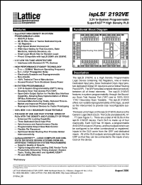 datasheet for ISPLSI2192VE-225LB144 by Lattice Semiconductor Corporation