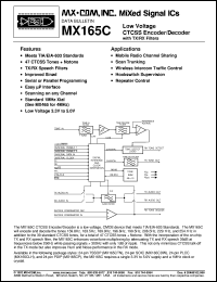 datasheet for MX165CP by MX-COM, Inc.