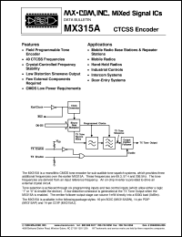 datasheet for MX315ADW by MX-COM, Inc.