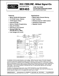 datasheet for MX465DS by MX-COM, Inc.