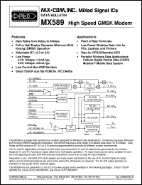 datasheet for MX589P by MX-COM, Inc.