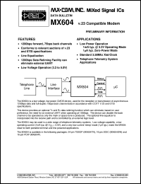 datasheet for MX604DW by MX-COM, Inc.