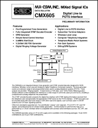 datasheet for CMX605P3 by MX-COM, Inc.