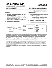 datasheet for MX614DW by MX-COM, Inc.