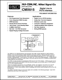 datasheet for CMX615D4 by MX-COM, Inc.