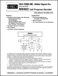 datasheet for MX663DW by MX-COM, Inc.