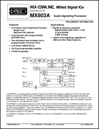 datasheet for MX803ADW by MX-COM, Inc.