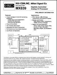 datasheet for MX839DW by MX-COM, Inc.