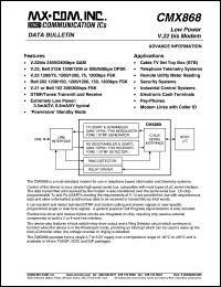 datasheet for CMX868P4 by MX-COM, Inc.