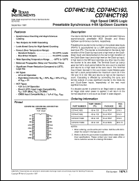 datasheet for CD54HCT193F3A by Texas Instruments