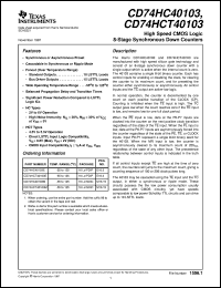 datasheet for CD74HC40103E by Texas Instruments