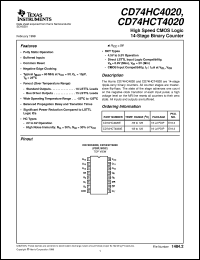 datasheet for CD74HCT4020M by Texas Instruments