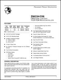 datasheet for Z86C0812PEC by 