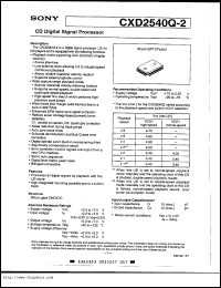 datasheet for CXD2540Q-2 by Sony Semiconductor