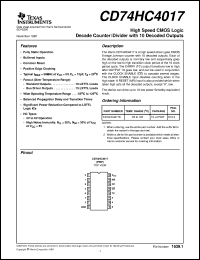 datasheet for CD74HC4017E by Texas Instruments