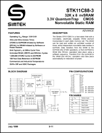 datasheet for STK11C88-3P45I by 