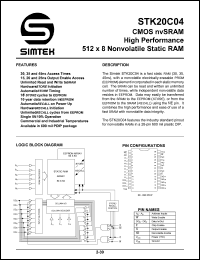 datasheet for STK20C04-W30 by 