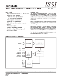 datasheet for IS61C6416-15T by 