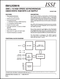 datasheet for IS61LV25616-15B by 