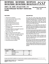 datasheet for IS61NF25632-10B by 