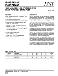 datasheet for IS61SF12832-7.5TQ by 