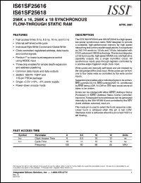 datasheet for IS61SF25618-12TQ by 