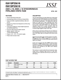 datasheet for IS61SP25618-133TQ by 