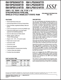 datasheet for IS61LPS25636T-150TQI by 