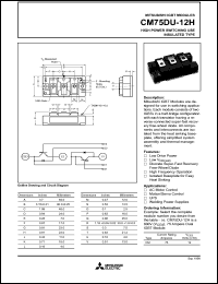 datasheet for CM75DU-12H by Mitsubishi Electric Corporation, Semiconductor Group