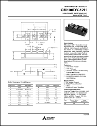 datasheet for CM100DY-12H by Mitsubishi Electric Corporation, Semiconductor Group