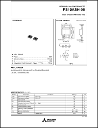 datasheet for FS10ASH-06 by Mitsubishi Electric Corporation, Semiconductor Group