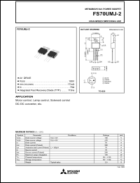 datasheet for FS70UMJ-2 by Mitsubishi Electric Corporation, Semiconductor Group