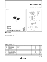 datasheet for FS100UM-3 by Mitsubishi Electric Corporation, Semiconductor Group
