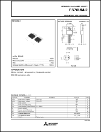 datasheet for FS70UM-2 by Mitsubishi Electric Corporation, Semiconductor Group