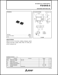 datasheet for FS10VS-5 by Mitsubishi Electric Corporation, Semiconductor Group