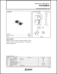datasheet for FS10UM-6 by Mitsubishi Electric Corporation, Semiconductor Group