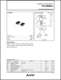 datasheet for FS16KM-6 by Mitsubishi Electric Corporation, Semiconductor Group