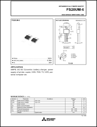 datasheet for FS20UM-6 by Mitsubishi Electric Corporation, Semiconductor Group