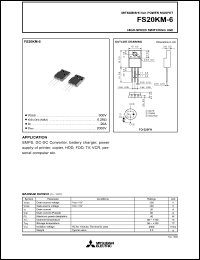 datasheet for FS20KM-6 by Mitsubishi Electric Corporation, Semiconductor Group