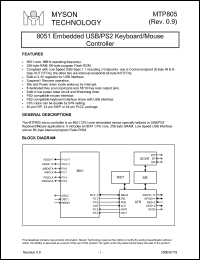 datasheet for MTP805V by 