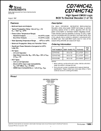 datasheet for CD74HC42E by Texas Instruments