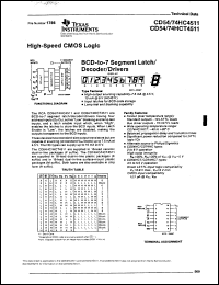 datasheet for CD74HC4511E by Texas Instruments
