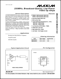 datasheet for MAX4112ESA by Maxim Integrated Producs