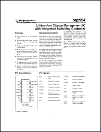 datasheet for BQ2954PN by Texas Instruments