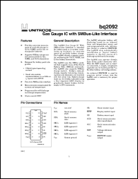 datasheet for BQ2092SN-A309 by Texas Instruments