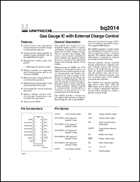 datasheet for BQ2014SN-D120TR by Texas Instruments