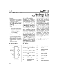 datasheet for BQ2011KSN-D121 by Texas Instruments